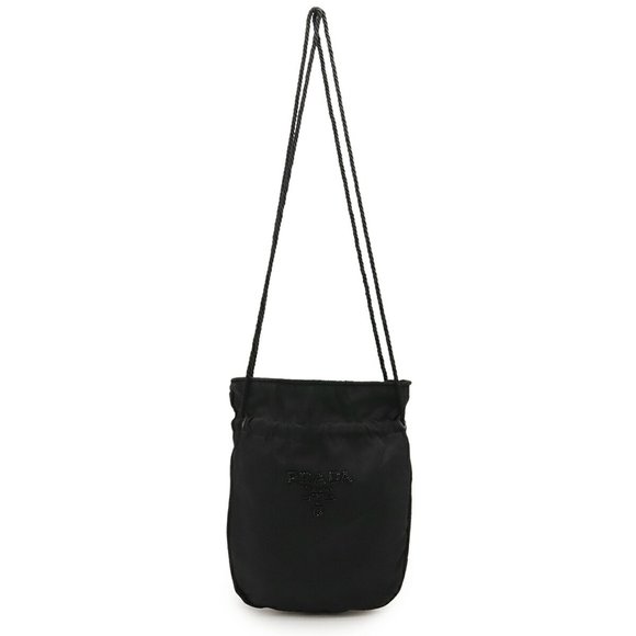 PRADA Prada Beaded Shoulder Bag Nylon NERO Black - Picture 1 of 8